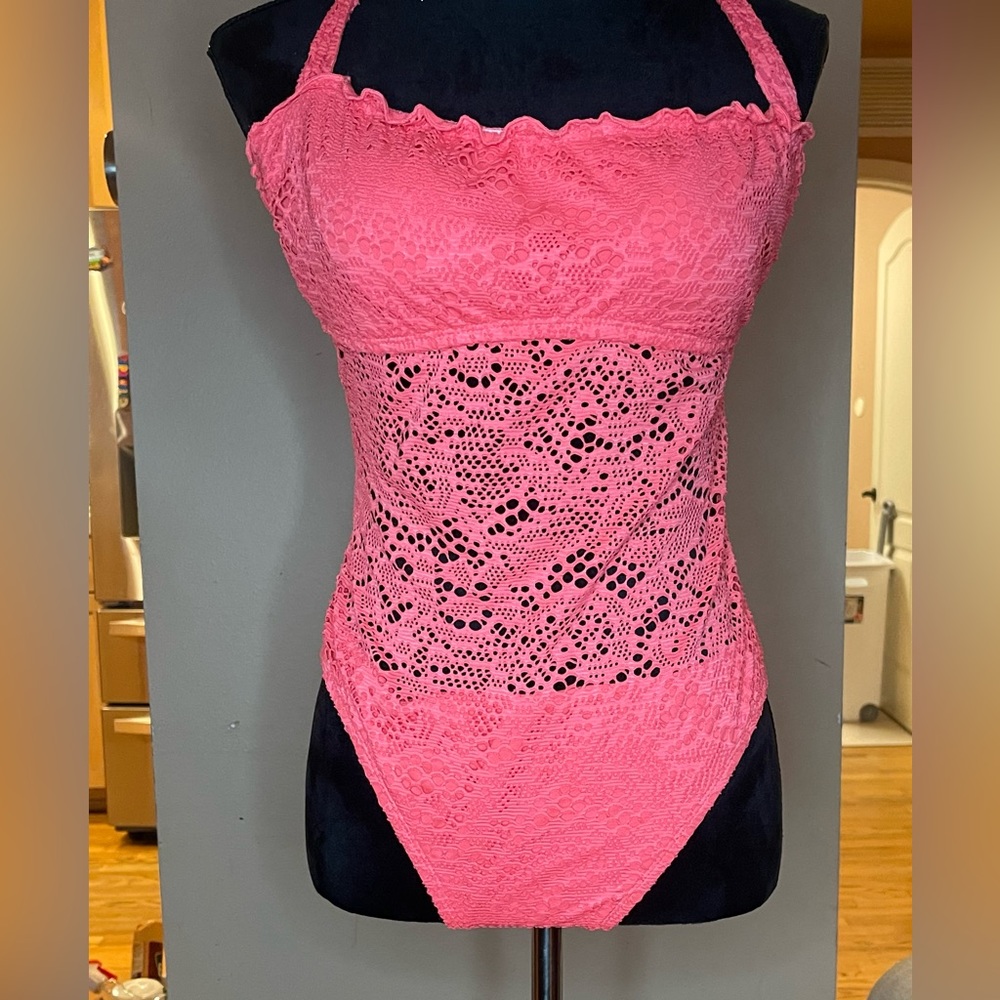 Mossimo Coral Crocheted one piece bathing suit